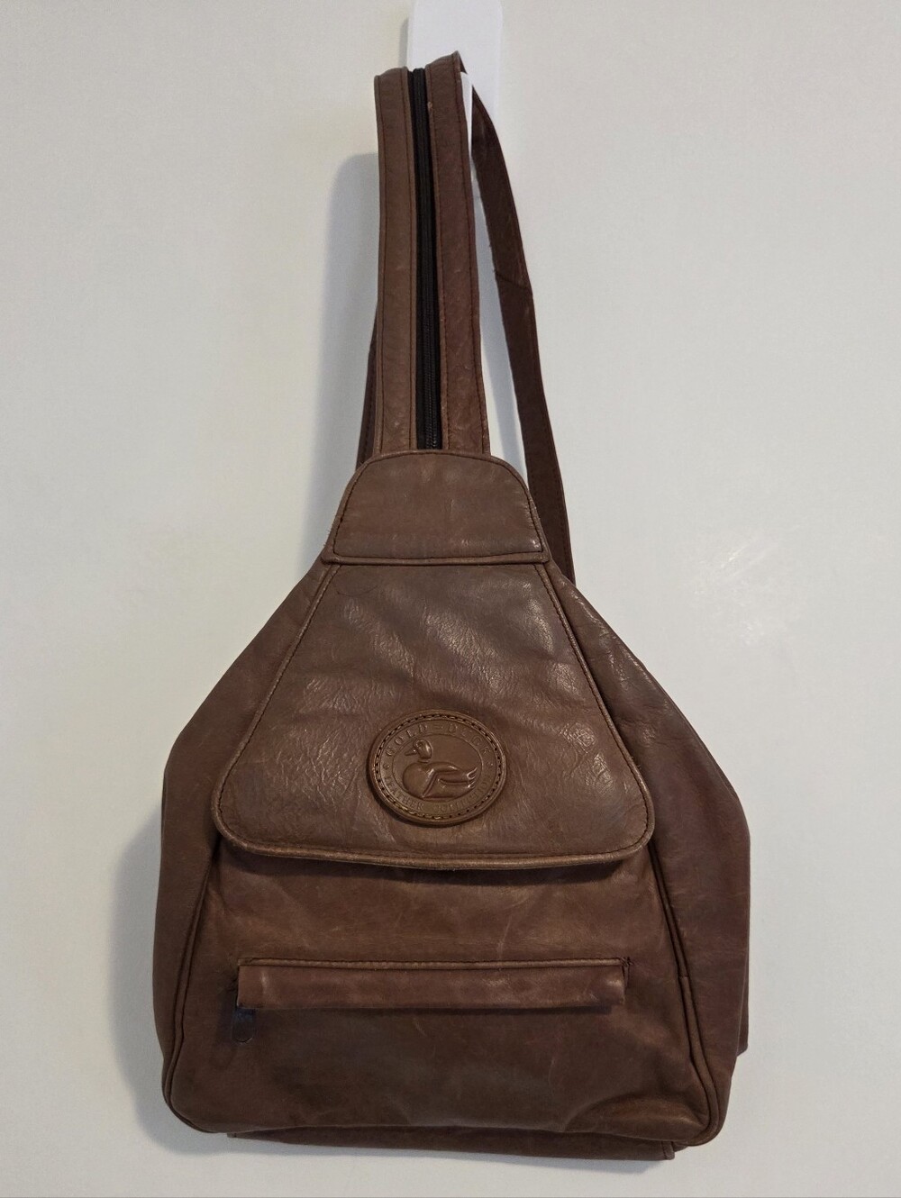 Gold Duck Leather Collection Brown Vintage Sling Backpack